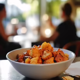 a close up view of a bowl of food