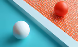 the table is blue with orange and a red piece of plastic