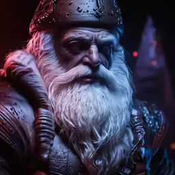a close up of a gnome face wearing a crown
