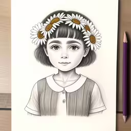 a picture with flowers in the head and two daisies on it