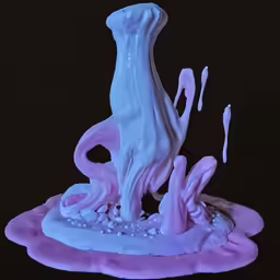 there is a very unusual glass vase on the black ground