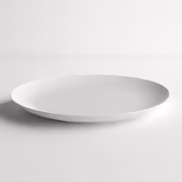 a white plate is placed on the ground