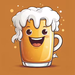 a smiling glass of beer on top of a yellow wall