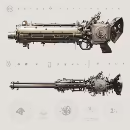 two antique type pistols on paper with some writing in the middle