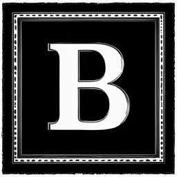 the letter b in a square on a black background