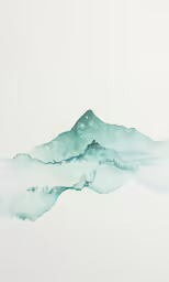 a painting of a mountain covered with mist