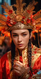 a young girl with elaborate hair and makeup