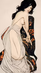 woman sitting with back facing down wearing a dress and holding a small purse