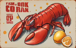 an orange and lobster on a white background