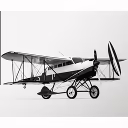 a single engine plane parked on a white background