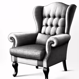 an ornate wingback chair with arms