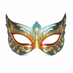 a mask with red and blue decorations