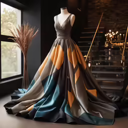 a gown is displayed on display in the doorway