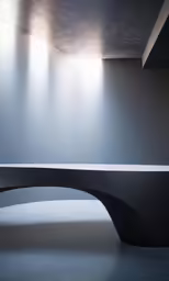 a bench with some light coming from it on the wall