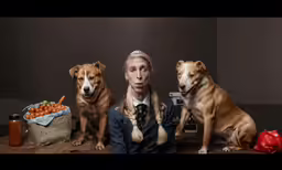 three dogs are looking directly at the photographer