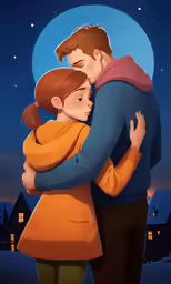 a couple in love kissing under the moon