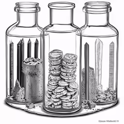 a line drawing of jars full of cookies