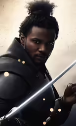 a character from the movie the black series has an intense look