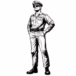black and white illustration of a policeman