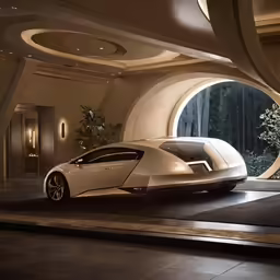 an extremely futuristic car with an oval tunnel in the middle