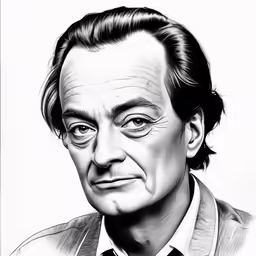 black and white drawing of a man with a tie