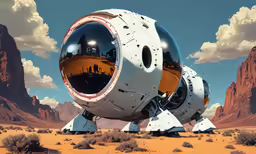 a space station in the middle of the desert
