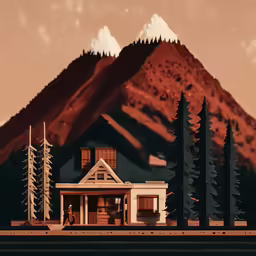 a rendering of a house on top of a mountain