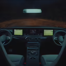a picture taken from above the dashboard of a car