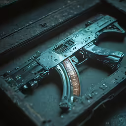 the machine gun was set in the case