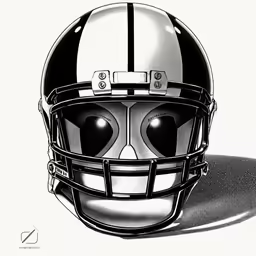a drawing of a football helmet that has a white stripe