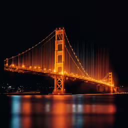 long exposure photograph of the golden gate bridge at night