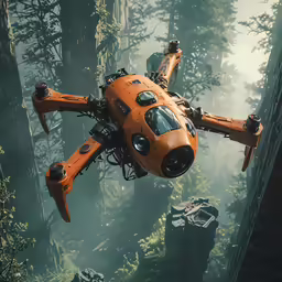 a car flying in the air next to a tree