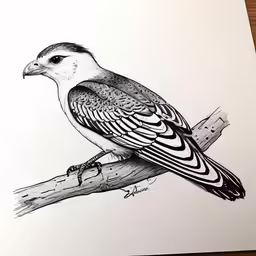 a drawing of a bird is sitting on a branch