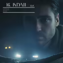 a man looking at the camera with two cars going by him