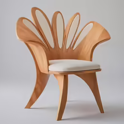 a wooden chair made with circles and lines