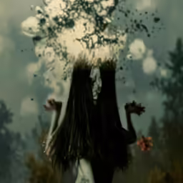 the girl with long black hair is standing under an umbrella