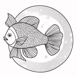 a fish inside the aquarium on a moon