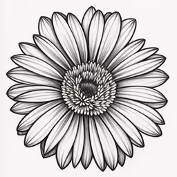 a flower drawing in graph and pen,a large white flower with black lines on it
