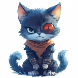 an adorable kitten in a scarf is sitting