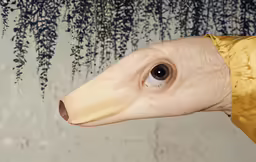 a bird has its own eye on the head of someone