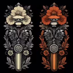two different styles of tattoos with floral design on them
