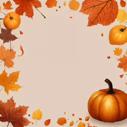 a paper plate decorated with autumn leaves and a pumpkin,autumn scene with pumpkins, leaves and leaves on it