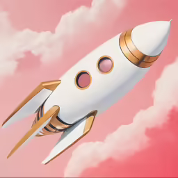 a cartoon space rocket flies through the air with three big windows