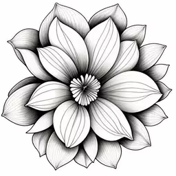 a black and white drawing of a large flower