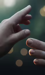 someone with long brown nails making the fingers look like their palm is touching