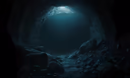 a cave with a light coming through the center