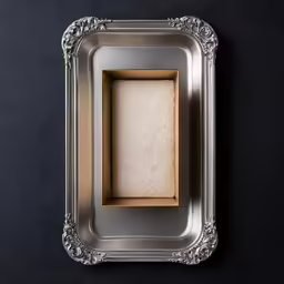 a silver and gold frame with white sponge inside