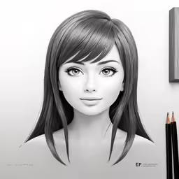 a black and white drawing of a face