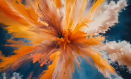 orange and white clouds flying through a blue sky