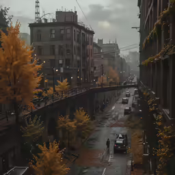 a city street filled with traffic and lots of buildings